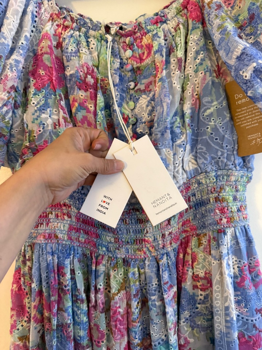 HEMANT & NANDITA Mila Floral & Eyelet Off-The-Shoulder Maxi Dress - Picture 5 of 12